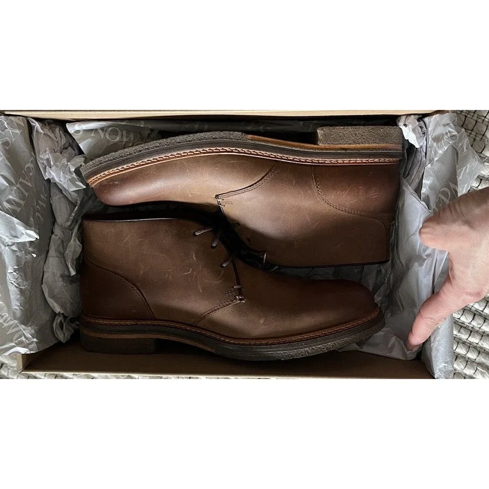 NEW JOHNSTON & MURPHY CALDER CHUKKA BROWN OILED FULL GRAIN LEATHER Men 8 M